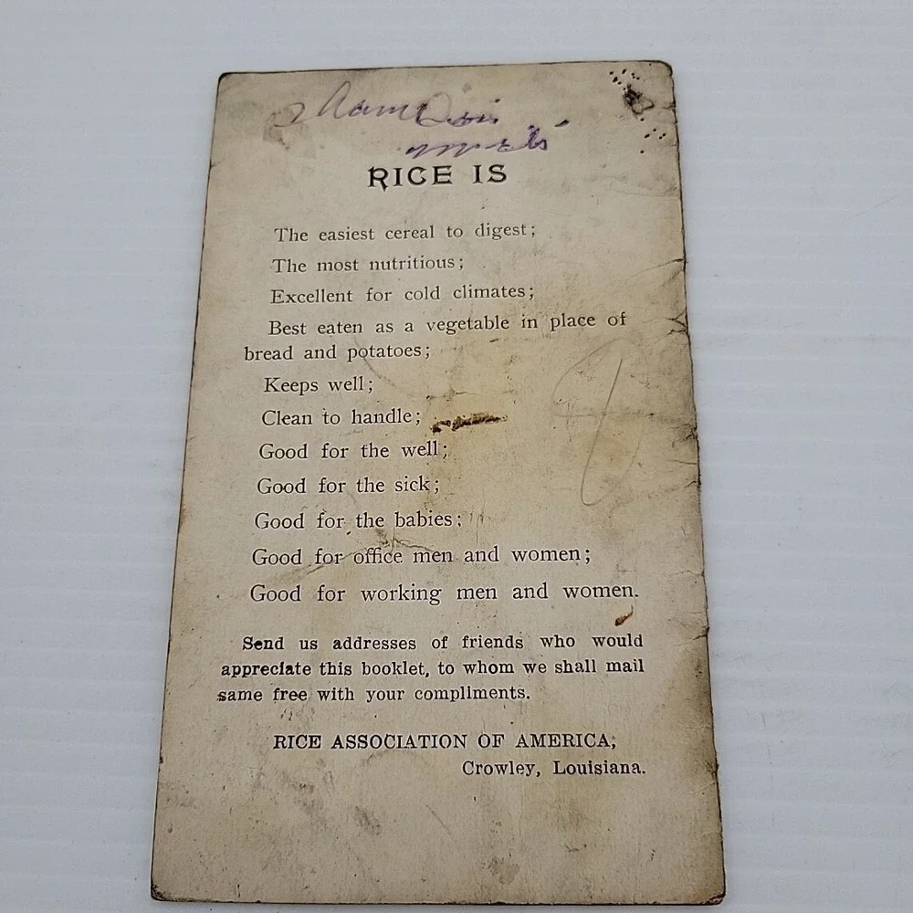 The World Food Rice Recipes Booklet Rice Association Of America Crowley LA